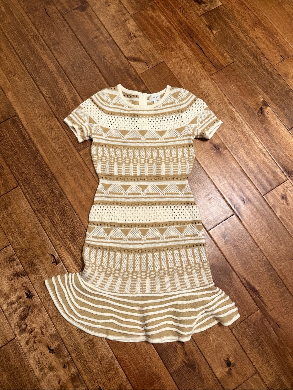 MILLY crochet tan dress women’s small